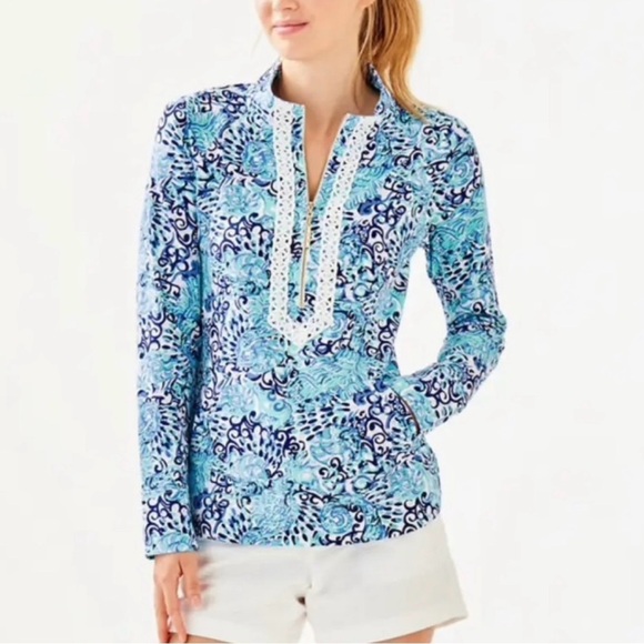 Lilly Pulitzer Janie Popover Light Aquia - Picture 1 of 7